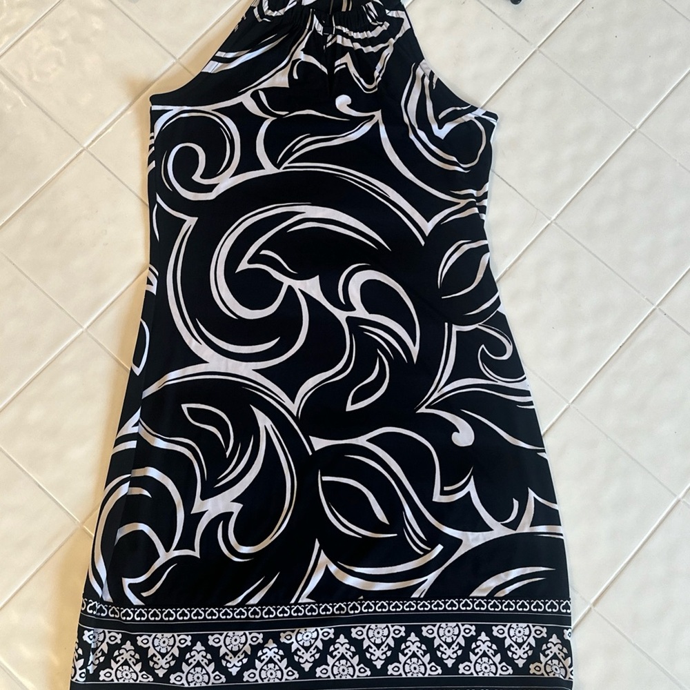 White House Black Market Monochrome Patterned Dress